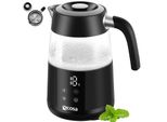 Ecosa Glas Wasserkocher M. Temperatureinstellung Sensor-Touchdisplay 1.7L 2200W Schwarz