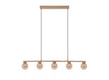 Näve Pendelleuchte "Donika", Braun, 5, Ø 12Cm H: 150Cm, 1 Stk., Leuchten, Glasschirme In Amber, Exkl. G9, Gestell Braun, Pendelleuchte