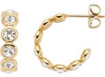 Paar Creolen Leonardo "Ohrringe Cremona", Gold (Gelbgoldfarben, Kristallweiß, Kristallweiß), Ohrringe, Damen, 4Mm, Edelstahl, Mit Zirkonia (Synth.)