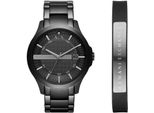 Quarzuhr Armani Exchange, Schwarz (Schwarz, Schwarz), Armbanduhren, Herren, Quarzuhr, Armbanduhr, Herrenuhr, Datum, Edelstahlarmband