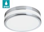 Eglo Wandleuchte "Led Palermo Wandlampe, Stahl Und Glas, IP44, Badezimmerlampe, Lampe", Weiß (Chromfarben, Weiß), 1, Ø 22,5Cm H: 6Cm, Leuchten, Deckenleuchte, Stahl, Weiß Lackiertes Glas, Chrom, Ø: 22,5 Cm, IP44, Wandleuchte