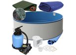 Rund Pool Ø 450 x 120 cm I ALL IN ONE SET I Poolfolie blau 0,8 mm I Zubehör I BASIC Handlauf