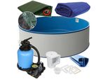 Rund Pool Ø 500 x 120 cm I ALL IN ONE SET I Poolfolie blau 0,6 mm I Zubehör I BASIC Handlauf