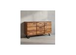 Kadima Design Stilvolles Sheesham Sideboard Mit Baumkanten-Design, 145X82X45 Cm, Metallgestell