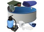 Rund Pool Ø 420 x 120 cm I ALL IN ONE SET I Poolfolie blau 0,6 mm I Zubehör I SPEZIAL Handlauf
