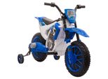 Kindermotorrad Elektromotorrad, 45 Min Fahrzeit mit Stützrädern, für Kinder ab 3 Jahren, blau+weiß, 106,5 x 51,5 x 68 cm