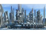 Fototapete Papermoon "Science-Fiction-Skyline", Bunt, B:4M L:2,6M, Vlies, Tapeten