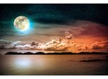 Fototapete Papermoon "Meer Bei Nacht", Bunt, B:5M L:2,8M, Vlies, Tapeten