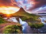 Fototapete Papermoon "Kirkjufel Waterfalls Iceland", Bunt, B:3,5M L:2,6M, Vlies, Tapeten