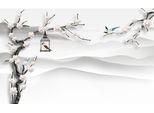 Fototapete Papermoon "Ast Mit VogelkäFig", Bunt, B:3,5M L:2,6M, Vlies, Tapeten