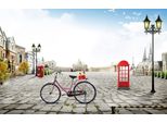 Fototapete Papermoon "Stadt, Fahrrad", Bunt, B:4M L:2,6M, Vlies, Tapeten