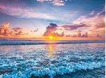 Fototapete Papermoon "Ocean Sunset Beach", Bunt, B:3,5M L:2,6M, Vlies, Tapeten
