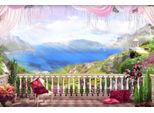 Fototapete Papermoon "Terrasse Pink", Bunt, B:4M L:2,6M, Vlies, Tapeten