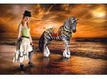 Fototapete Papermoon "Surreale Steampunk-Frau", Bunt, B:5M L:2,8M, Vlies, Tapeten
