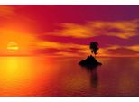 Fototapete Papermoon "Insel Im Sonnenuntergang", Bunt, B:4,5M L:2,8M, Vlies, Tapeten
