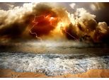 Fototapete Papermoon "Strand Mit Gewitter", Bunt, B:4,5M L:2,8M, Vlies, Tapeten