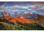 Fototapete Papermoon "GEBIRGE-HERBST Natur Alpen Landschaft Wald BÄUme Berge", Bunt, B:4,5M L:2,8M, Vlies, Tapeten