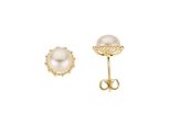 Paar Ohrstecker Firetti "Schmuck Geschenk Gold 333 Perlenohrstecker Perle", Gold (Gelbgoldfarben, Weiß), Ohrringe, Damen, 7Mm, Gelbgold 333 Perlen, Gelbgold 333, Perlen, Mit SüßWasserzuchtperle