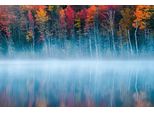 Fototapete Papermoon "Photo-Art John Fan, Morgenreflexion", Bunt, B:5M L:2,8M, Vlies, Tapeten