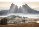 Fototapete papermoon "Photo-Art Stan Huang, Neblige Berge", Bunt, B:5M L:2,8M, Vlies, Tapeten