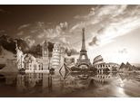 Fototapete Papermoon "SehenswüRdigkeiten Sepia", Bunt, B:4,5M L:2,8M, Vlies, Tapeten
