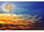 Fototapete Papermoon "Vollmond Und Wolken", Bunt, B:5M L:2,8M, Vlies, Tapeten
