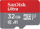 SANDISK Speicherkarte microSDHC Ultra 32GB (A1/UHS-I) + Adapter, rot (rot, grau), 32 GB, Speicherkarten, Speicherkarte