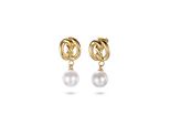 Paar Ohrstecker Firetti "Schmuck Geschenk Edelstahl Ohrschmuck Ohrringe Knoten", Gelbgoldfarben, Weiß, Ohrringe, Damen, 10Mm, Edelstahl Perlen, Edelstahl, Perlen, Mit Perle (Synth.)
