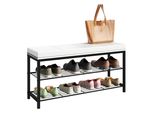 Schuhregal Vcm "Metall Holz Sitzbank Schuhregal Schuhbank Taliro", Weiß, B:90Cm T:30Cm, Regale, Schuhregal