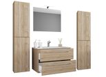 Waschtisch Vcm "5-Tlg. Waschplatz Waschtisch Badinos Schublade Sp", Braun (Sonoma, Eiche), B:130Cm T:46Cm, Waschtische, Waschtisch