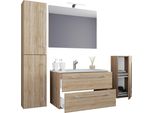 Waschtisch Vcm "5-Tlg. Waschplatz Waschtisch Badinos Schublade Sp", Braun (Sonoma, Eiche), B:126Cm T:46Cm, Waschtische, Waschtisch