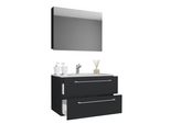 Waschtisch Vcm "3-Tlg. Waschplatz Waschtisch Badinos Schublade Sp", Schwarz, B:80Cm T:46Cm, Waschtische, Waschtisch
