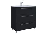 Waschtisch Vcm "2-Tlg. Waschplatz Waschtisch Badinos 3 Schublade", Schwarz, B:80Cm T:46Cm, Waschtische, Waschtisch