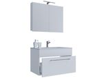 Waschtisch Vcm "3-Tlg. Waschplatz Waschtisch Badinos Schublade Sc", Weiß, B:60Cm T:46Cm, Waschtische, Waschtisch