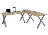 Schreibtisch Vcm "X Schreibtisch Eckschreibtisch L Form 130X130X50", Braun (Silber, Sonoma, Eiche), B:130Cm T:130Cm, Tische, Schreibtisch