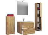 Waschtisch Vcm "5-Tlg. Waschplatz Waschtisch Badinos Schublade Sp", Braun (Honig, Eiche), B:126Cm T:46Cm, Waschtische, Waschtisch