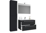 Waschtisch Vcm "4-Tlg. Waschplatz Waschtisch Badinos Schublade Sp", Schwarz, B:93Cm T:46Cm, Waschtische, Waschtisch