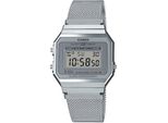 Chronograph Casio Vintage, Silber (Silberfarben, Grau), Armbanduhren, Damen, Chronograph, Quarzuhr, Armbanduhr,Damenuhr,Herrenuhr,Digitaluhr, Edelstahlarmband