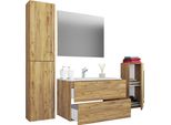 Waschtisch Vcm "5-Tlg. Waschplatz Waschtisch Badinos Schublade Sp", Braun (Honig, Eiche), B:146Cm T:46Cm, Waschtische, Waschtisch