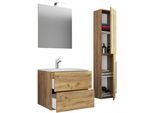 Waschtisch Vcm "4-Tlg. Waschplatz Waschtisch Badinos Schublade Sp", Braun (Honig, Eiche), B:93Cm T:46Cm, Waschtische, Waschtisch