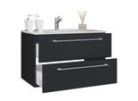 Waschtisch Vcm "2-Tlg. Waschplatz Waschtisch Badinos 2 Schublade", Schwarz, B:60Cm T:46Cm, Waschtische, Waschtisch