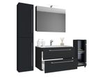 Waschtisch Vcm "5-Tlg. Waschplatz Waschtisch Badinos Schublade Sc", Schwarz, B:126Cm T:46Cm, Waschtische, Waschtisch