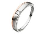 Fingerring Jobo Gr. 52, Silber (Silber 925), Fingerringe, Damen, 52, Silber 925 (Sterlingsilber), Fingerring, 925 Silber Bicolor Vergoldet Mit Zirkonia