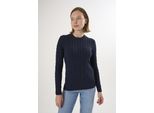 V-Ausschnitt-Pullover Felix Hardy "Kabelstrick-Pullover Mit V-Ausschnitt", Damen, Gr. L, Navy, 100% Baumwolle, Pullover