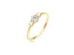 Verlobungsring Elli "Glas Kristalle Synthetische Perle Weiß 925 Sterling Silber" Gr. 56, Gold, Fingerringe, Damen, 56Mm, Silber 925 (Sterlingsilber), 1Mm, Verlobungsring