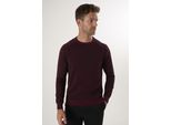 Rundhalspullover Felix Hardy "Basic-Pullover Mit Rundhalsausschnitt", Herren, Gr. M, Bordeaux, 100% Baumwolle, Pullover Rundhalspullover