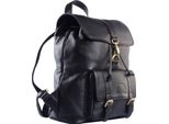 WILD WOODS - Rucksack Herren Leder Schulrucksack Fahrradrucksack Wanderrucksack Lederrucksack Rindsleder Schwarz