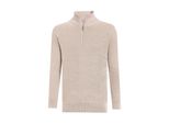 Stehkragenpullover Felix Hardy "Pullover Mit Halbem ReißVerschluss", Herren, Gr. Xxl, Beige, 100% Baumwolle, Pullover Stehkragenpullover