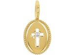 KettenanhäNger Amor "Kreuz", Gold (Gelbgoldfarben, Kristallweiß, Kristallweiß), SchmuckanhäNger, Damen, Silber 925 (Sterlingsilber), 0,49 G, KettenanhäNger, Mit Zirkonia (Synth.)
