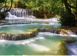 Fototapete Papermoon "Forest Waterfall Laos", Bunt, B:5M L:2,8M, Vlies, Tapeten